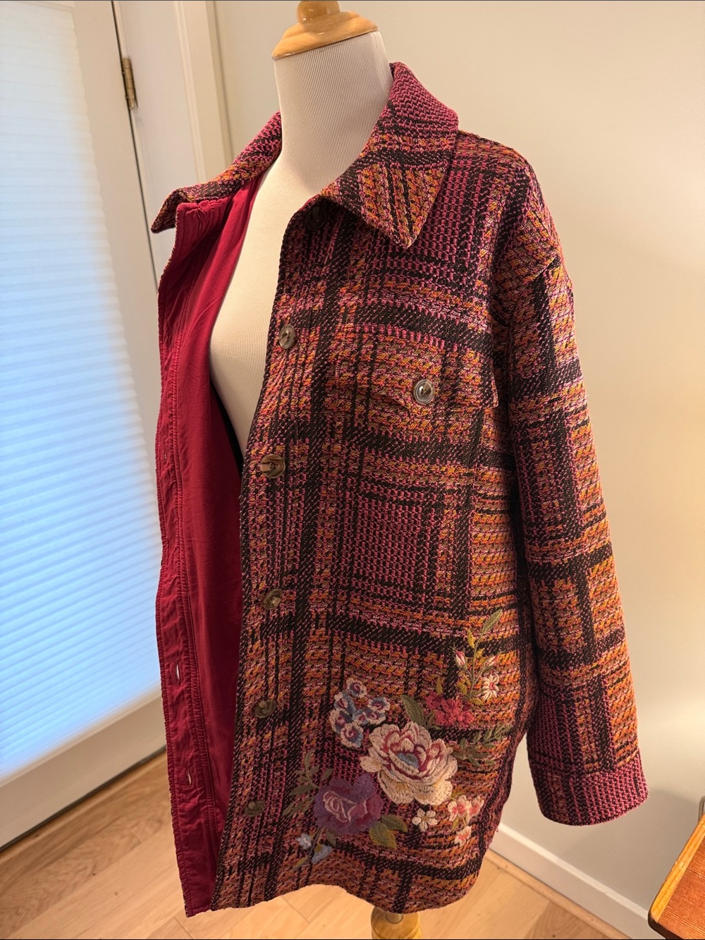 Like New ❥ Johnny Was Workshop ❥ Georgina Plaid Embroidered Jacket ❥ MSRP $400 - Picture 2 of 7